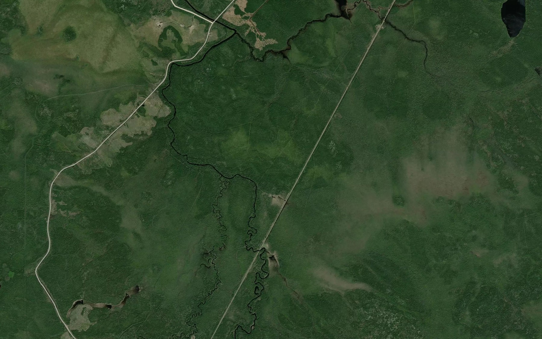 Satellite map of the Wigwam River