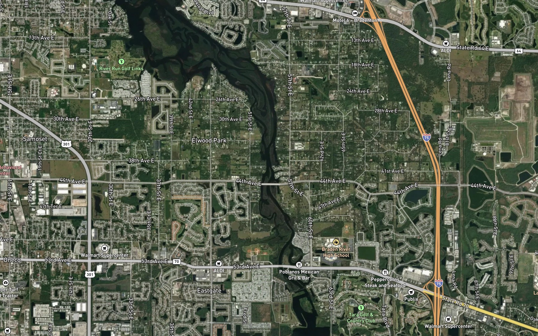 Satellite map of the Gap Creek