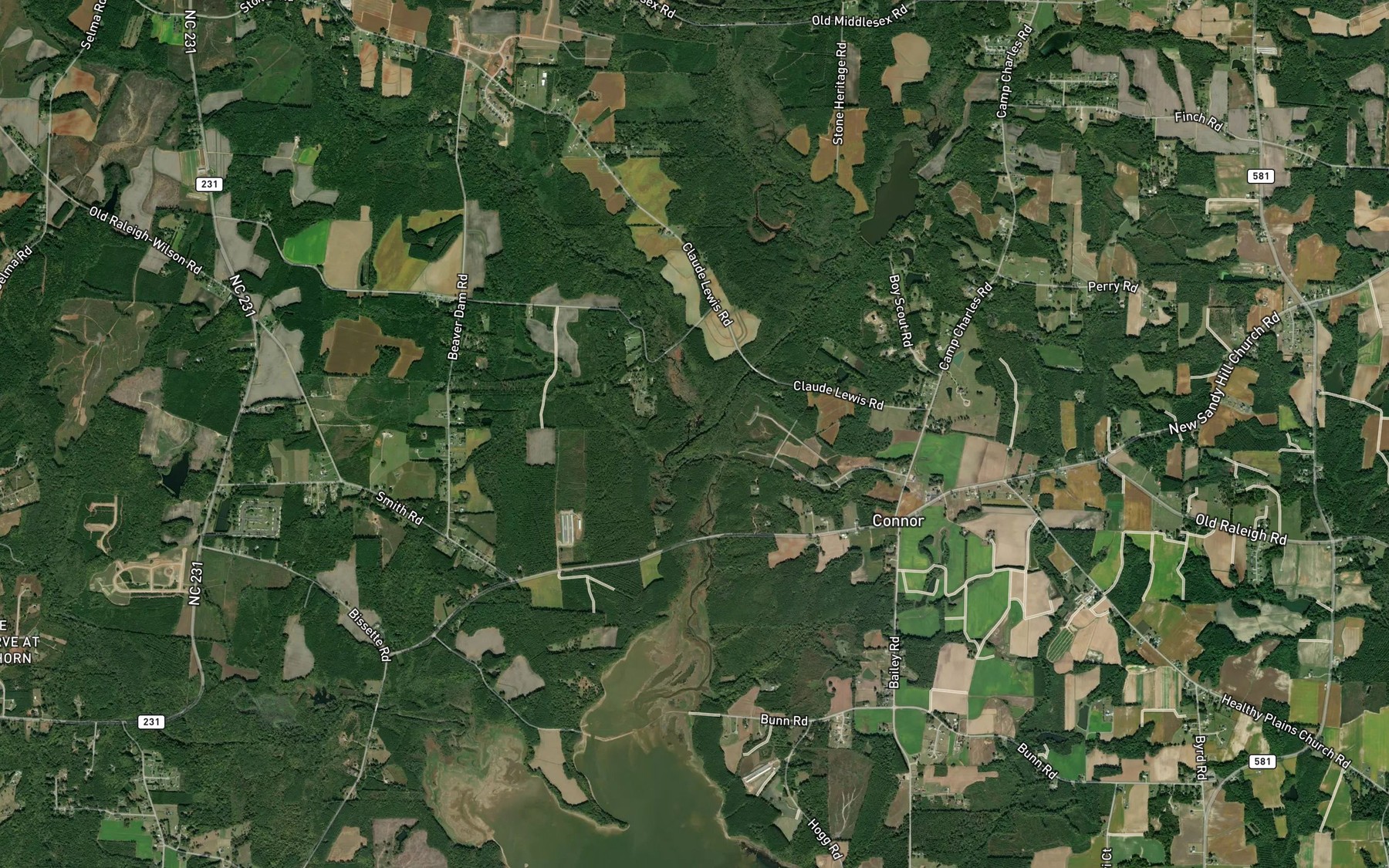 Satellite map of the Beaverdam Creek