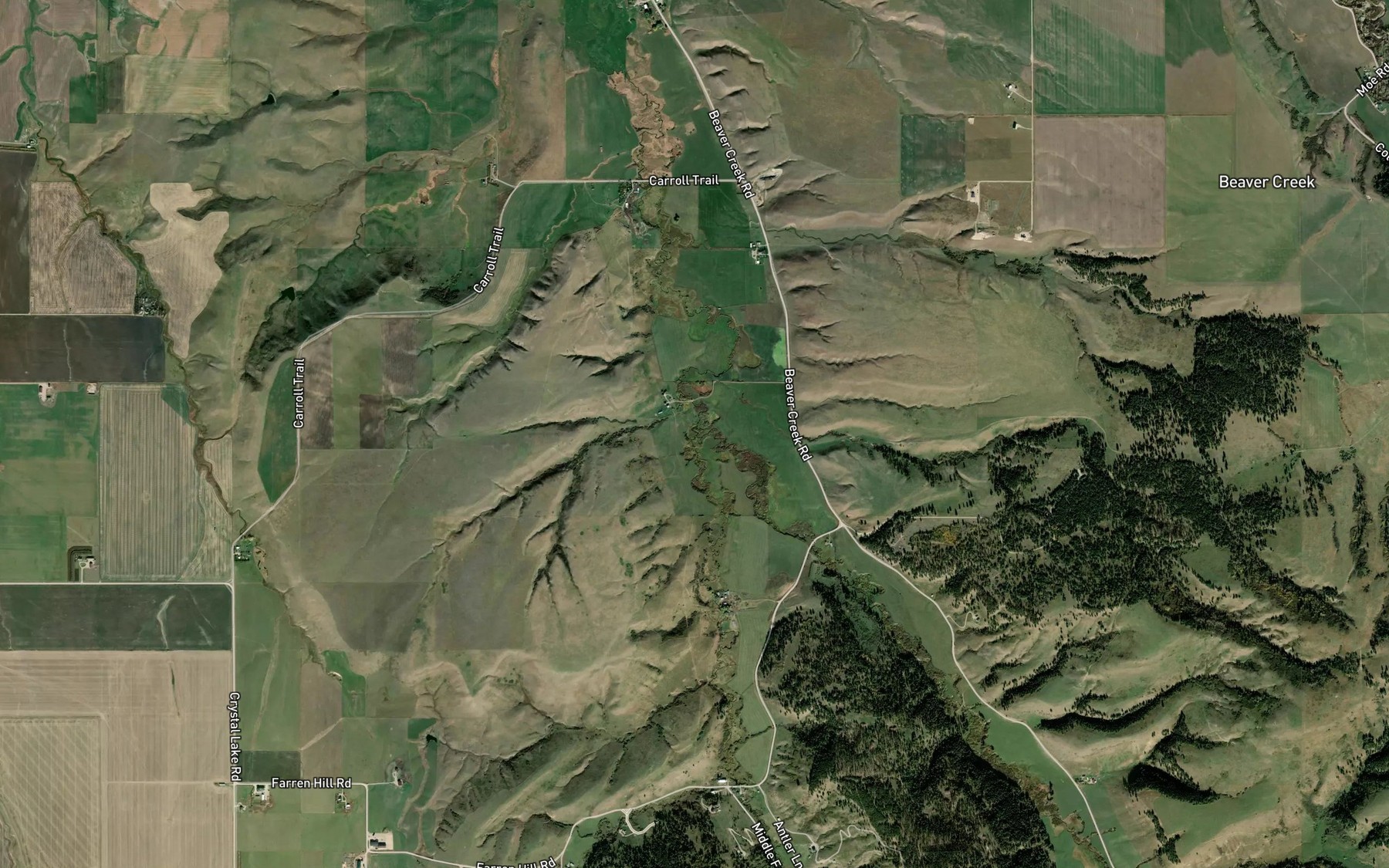 Satellite map of the West Fork Beaver Creek