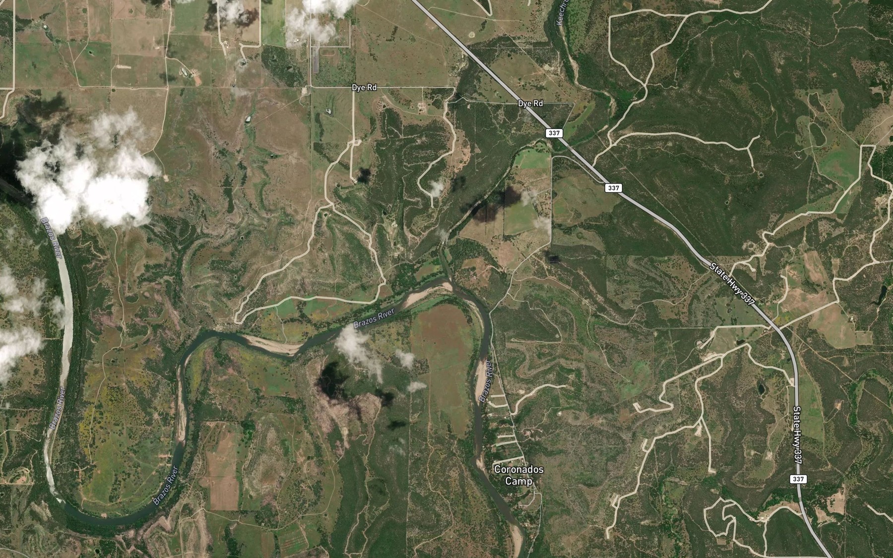 Satellite map of the Keechi Creek