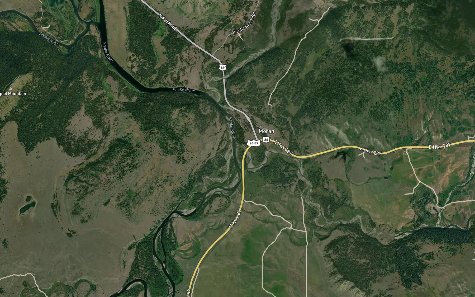 Satellite map of the Buffalo Fork