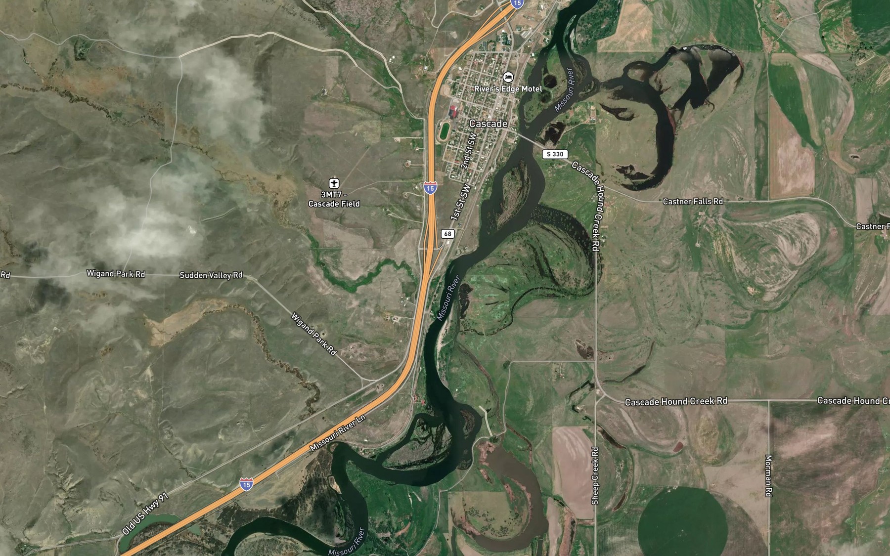 Satellite map of the Knapp Creek