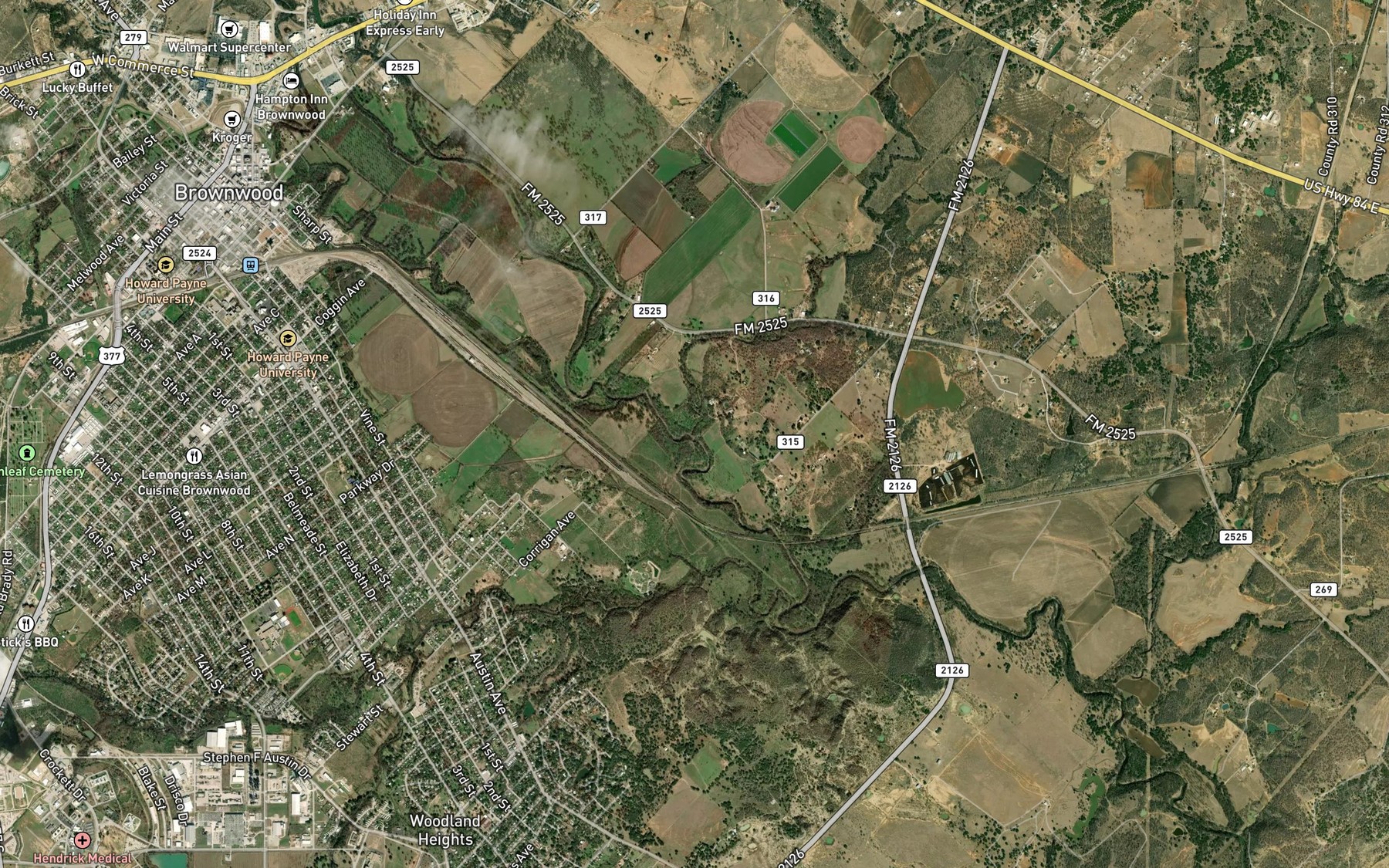 Satellite map of the Delaware Creek