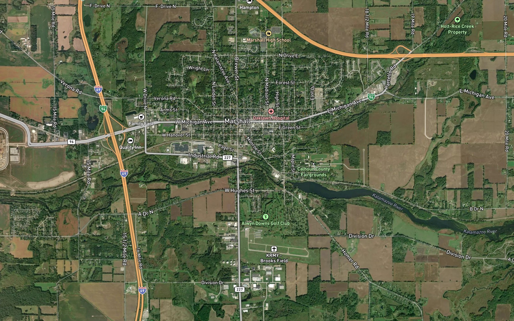 Satellite map of the Rice Creek