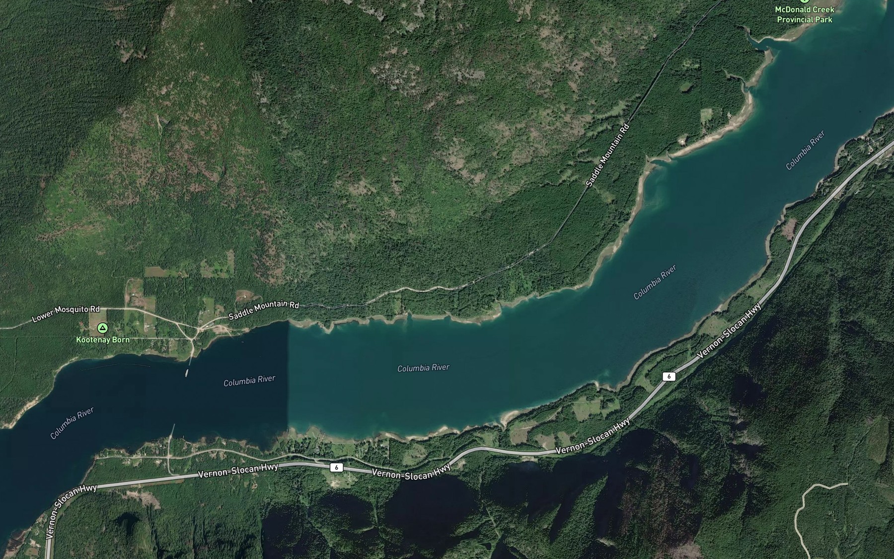 Satellite map of the Hamlin Creek