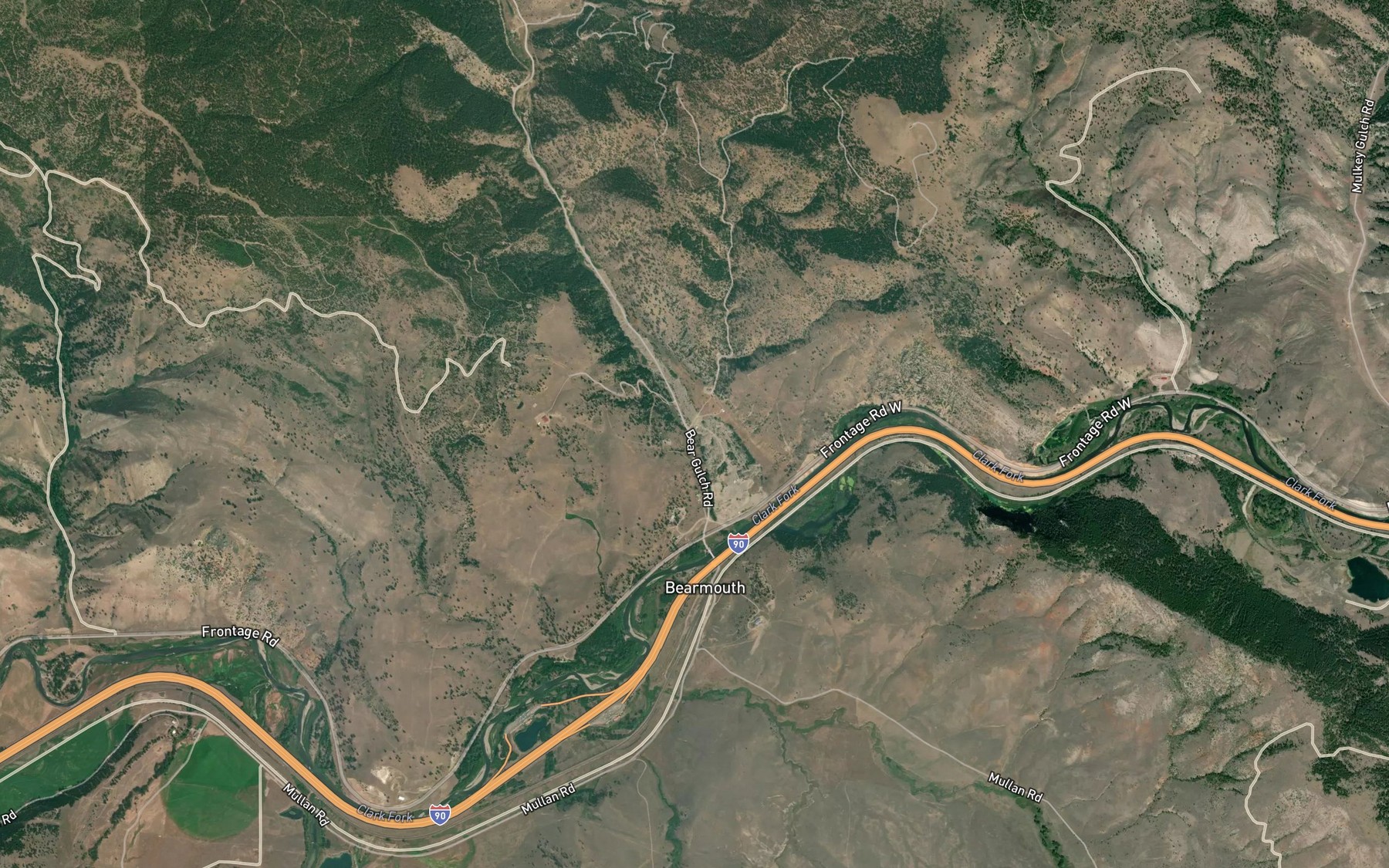 Satellite map of the Bear Creek