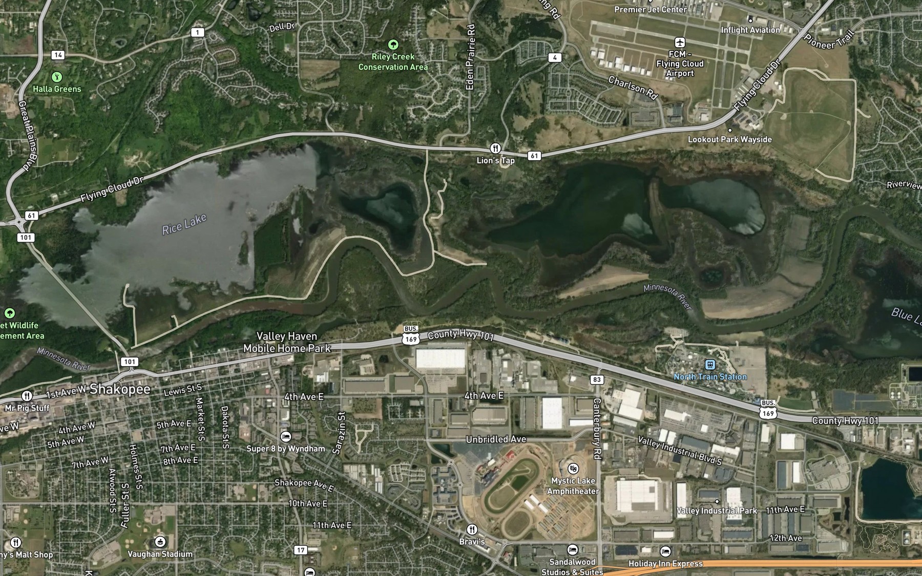 Satellite map of the Minnesota River