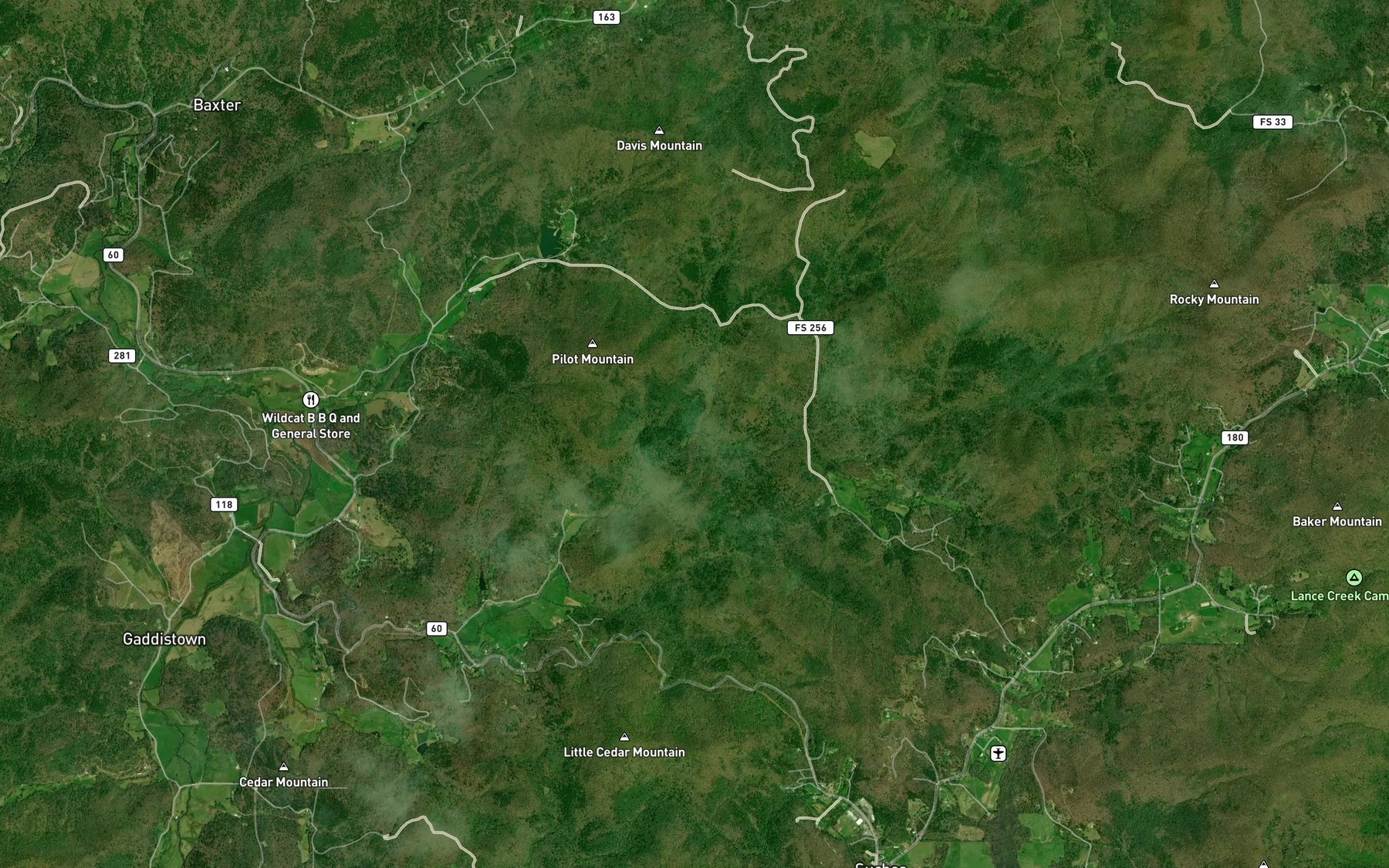 Satellite map of the Muddy Branch