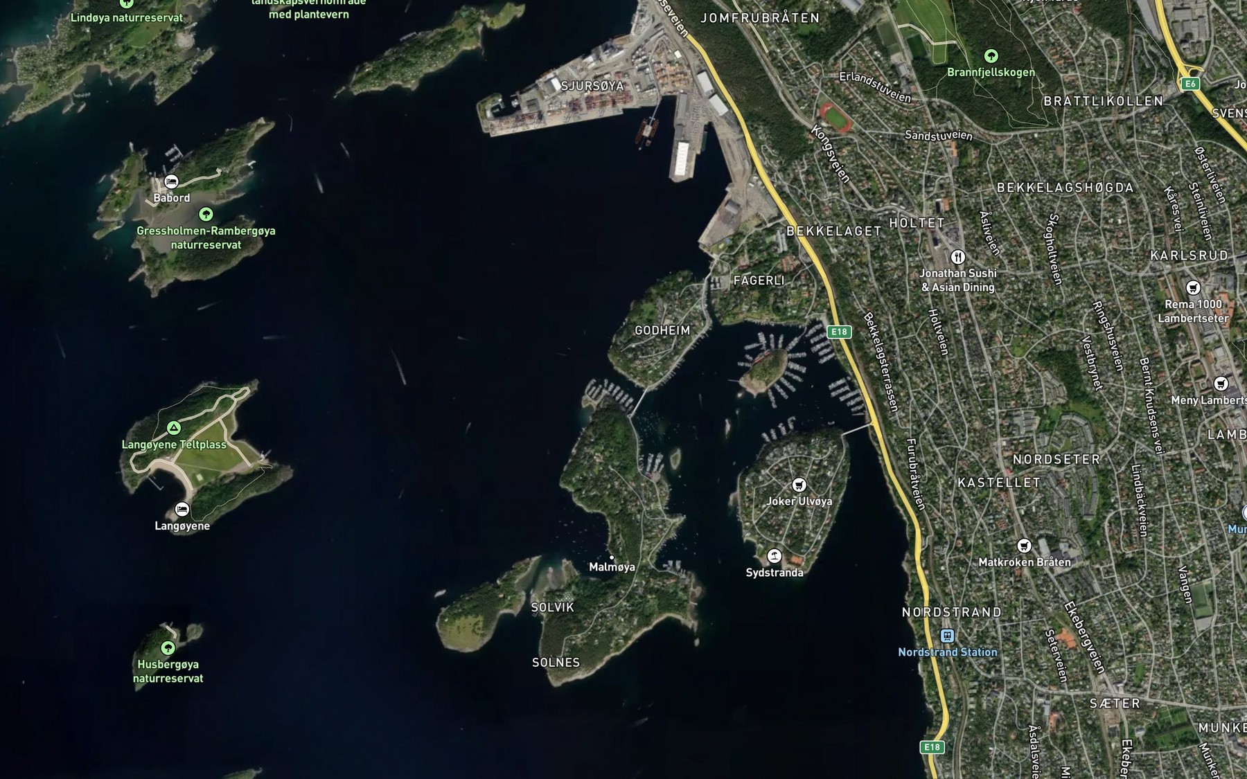 Satellite map of the Malmoysund