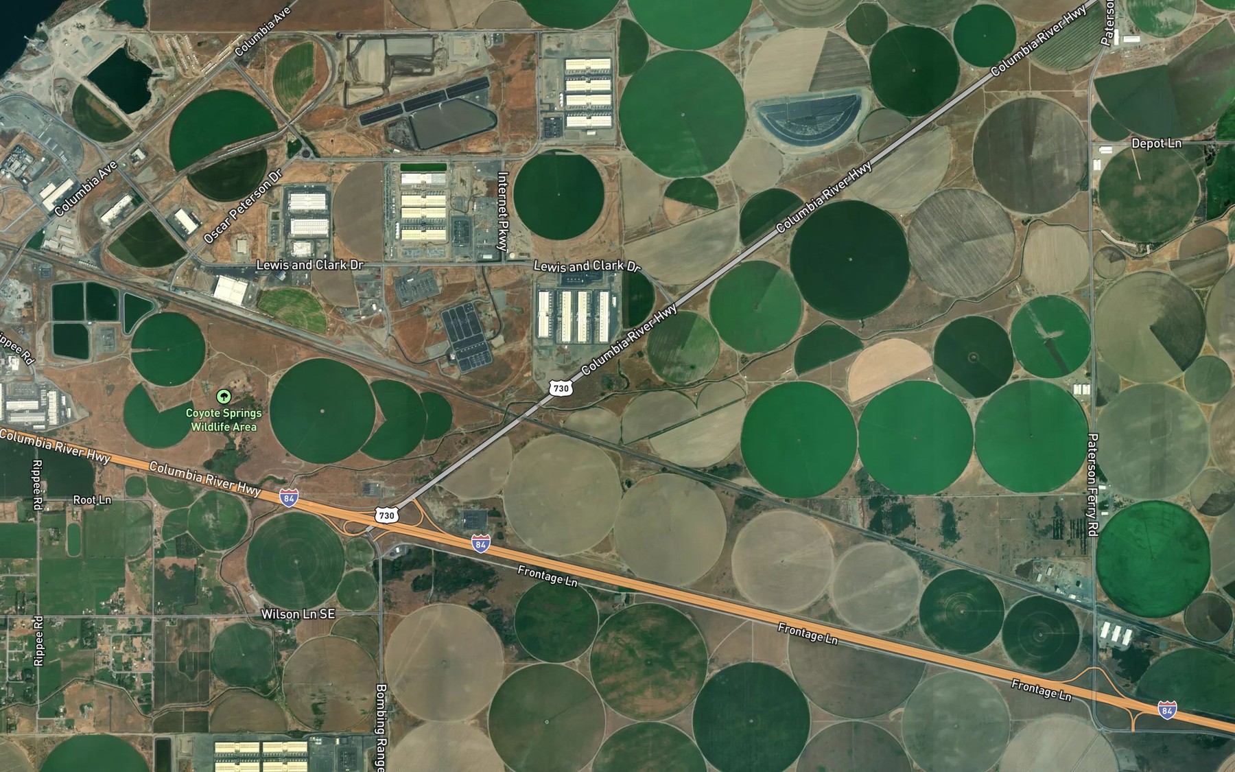 Satellite map of the Coyote Spring