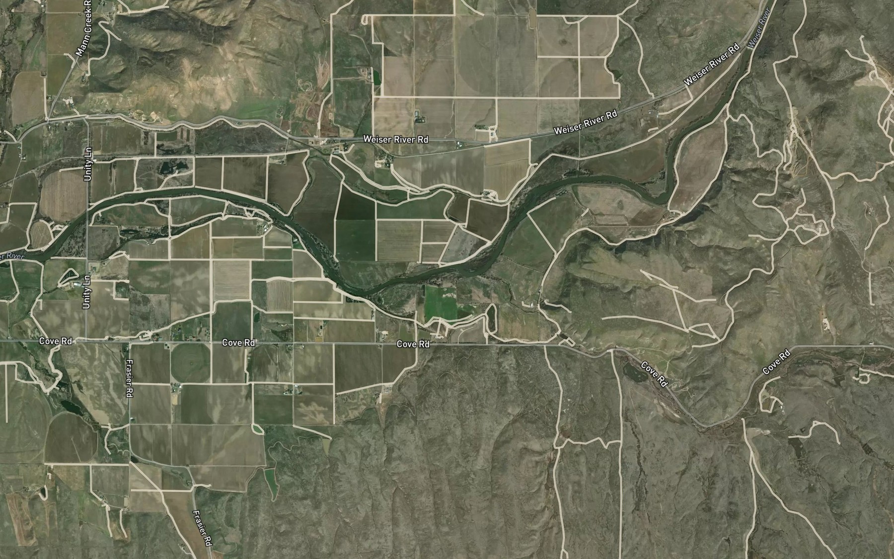 Satellite map of the Cove Creek