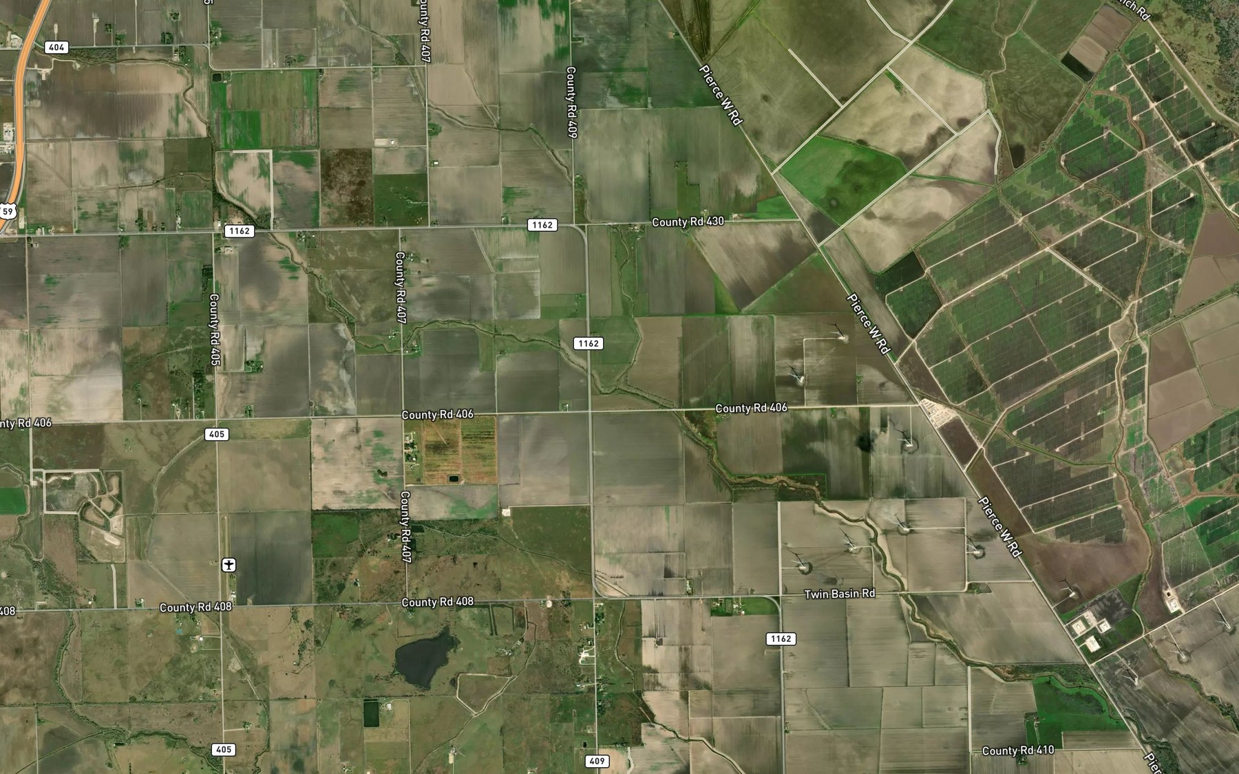Satellite map of the Mud Creek