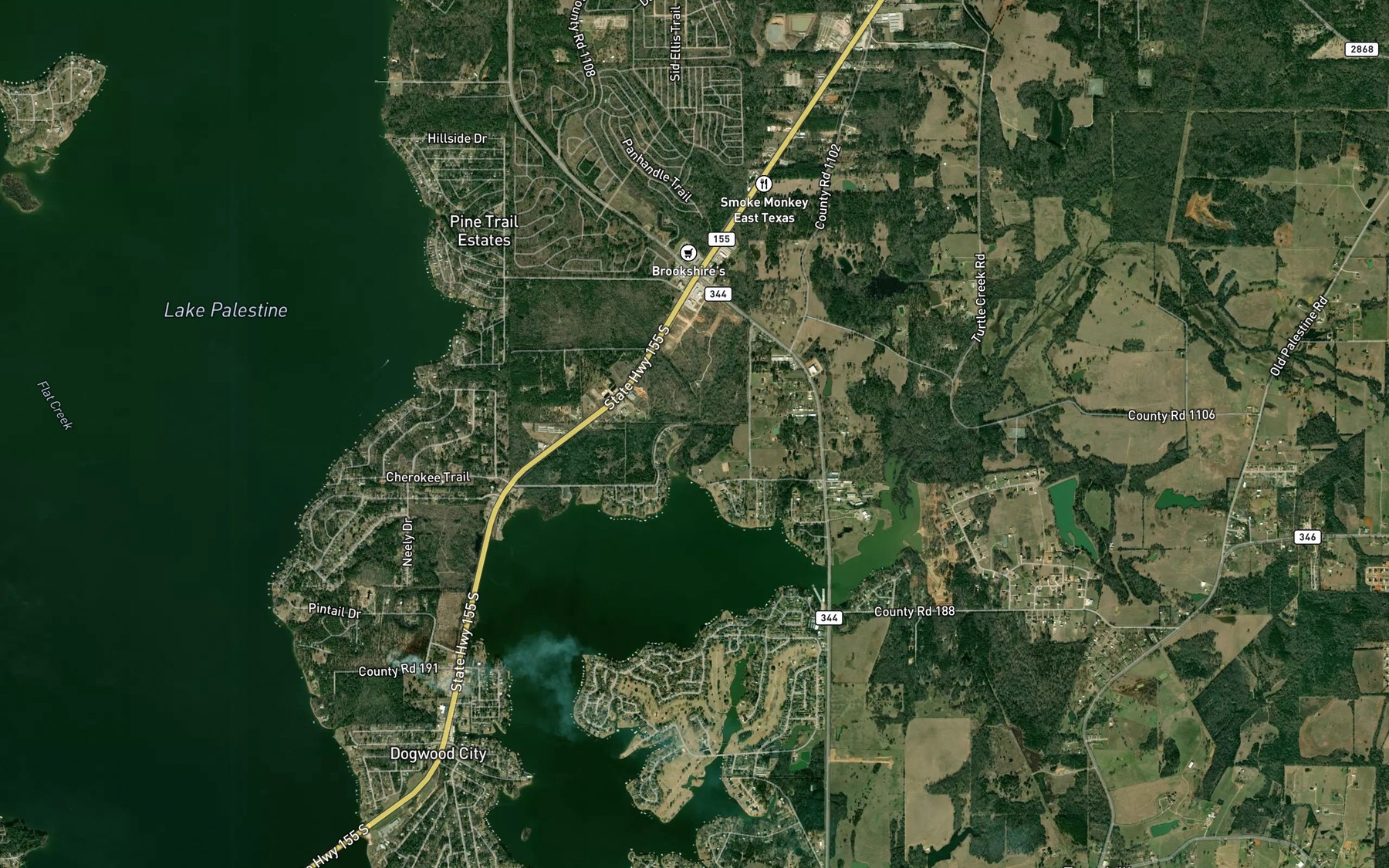 Satellite map of the Rose Branch