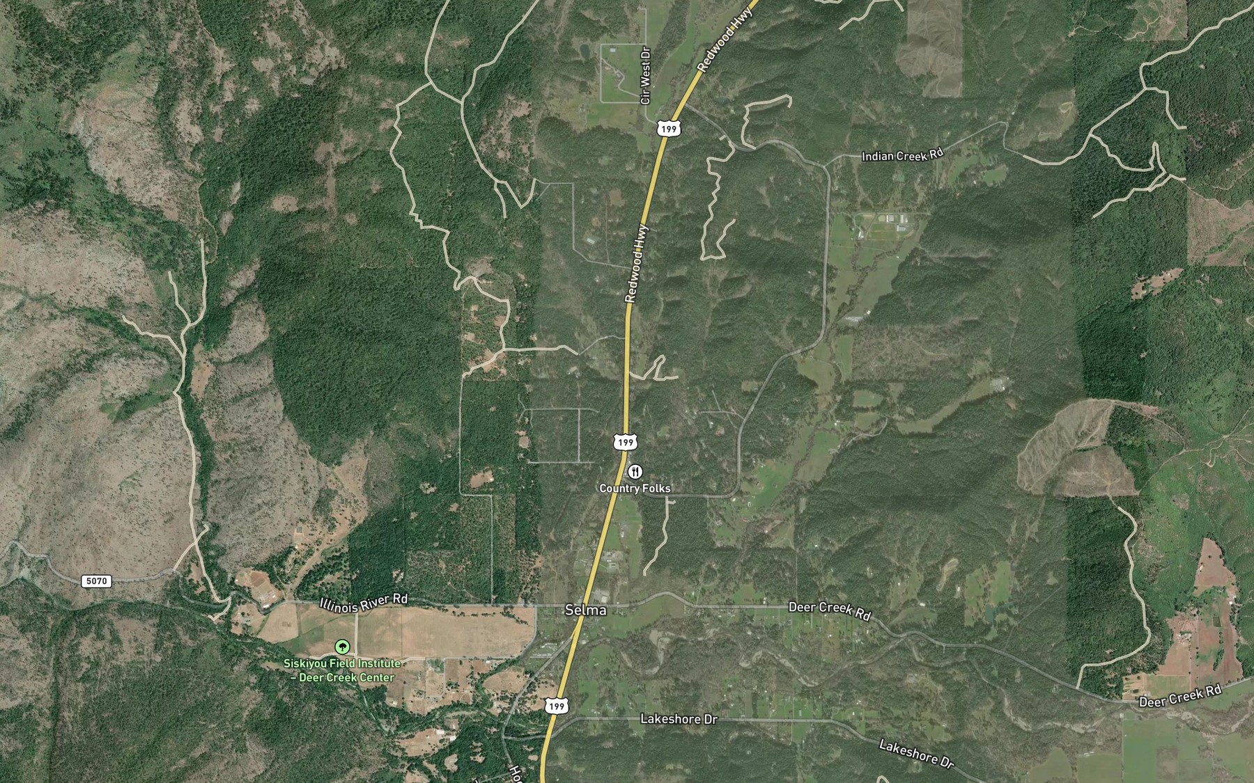 Satellite map of the Anderson Creek