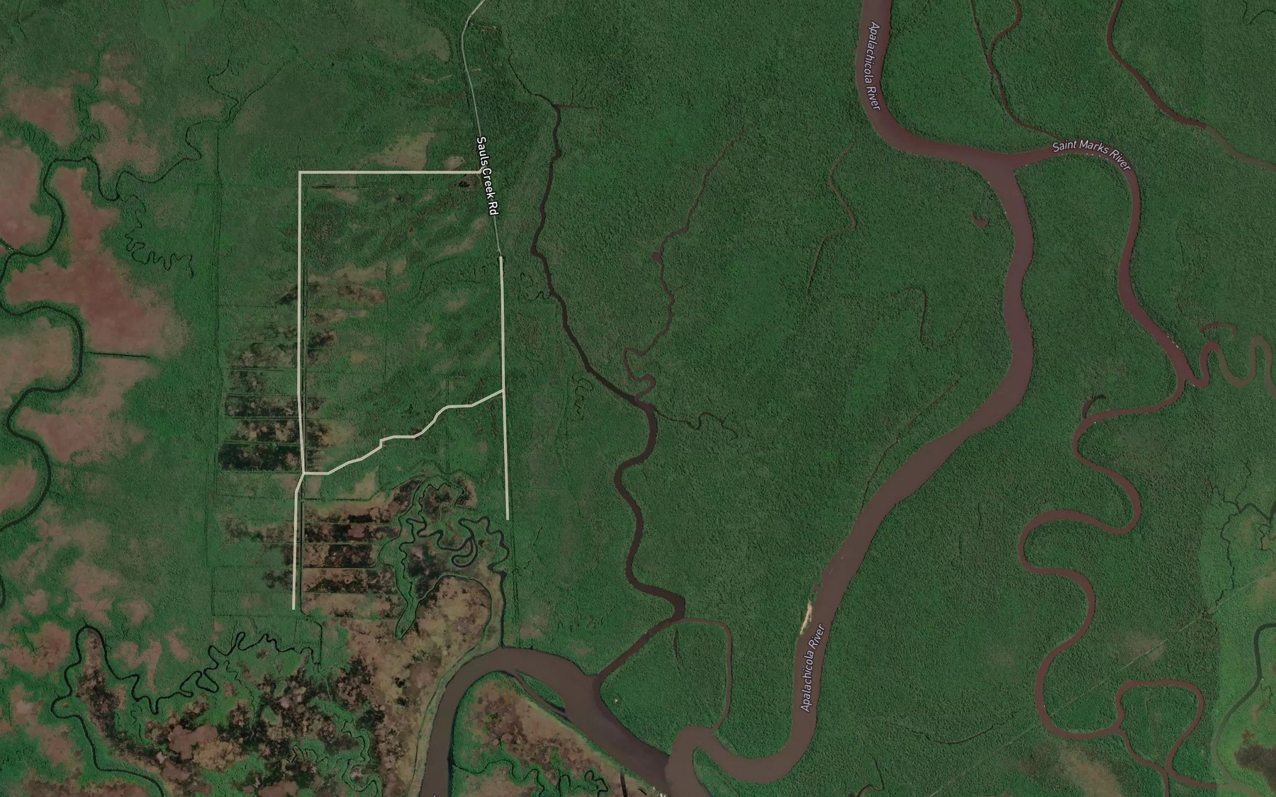 Satellite map of the Johnson Creek
