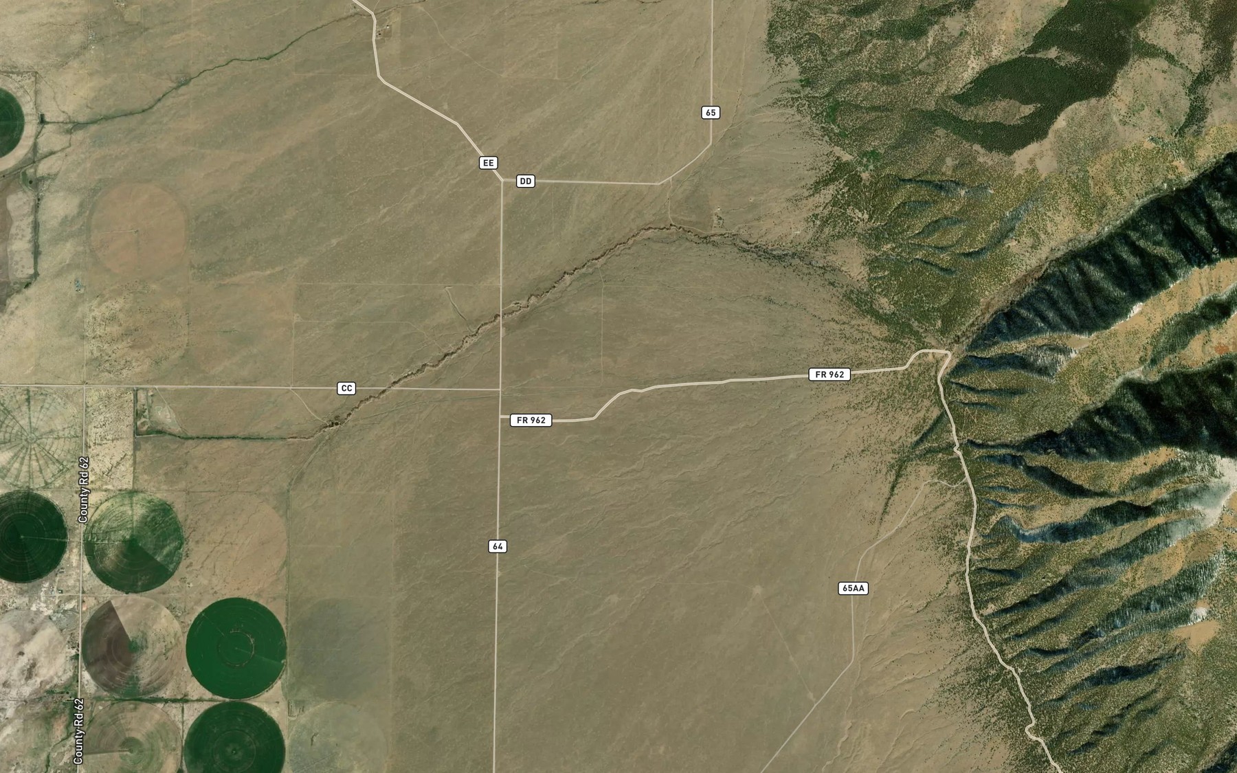 Satellite map of the Cotton Creek Ditch