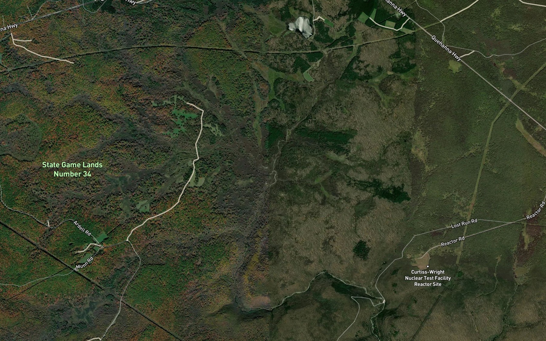 Satellite map of the Beaver Run