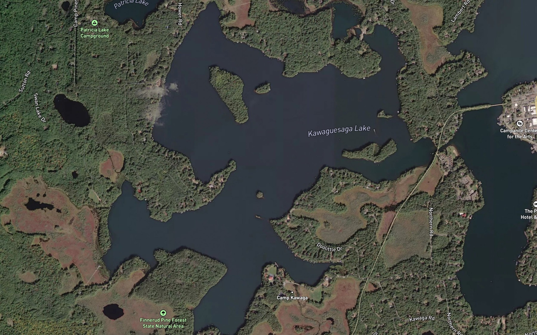 Satellite map of the Kawaguesaga Lake
