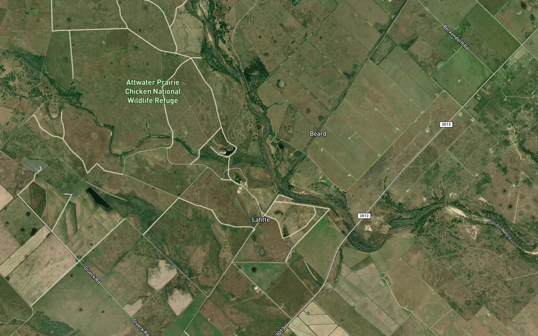Satellite map of the Coushatta Creek