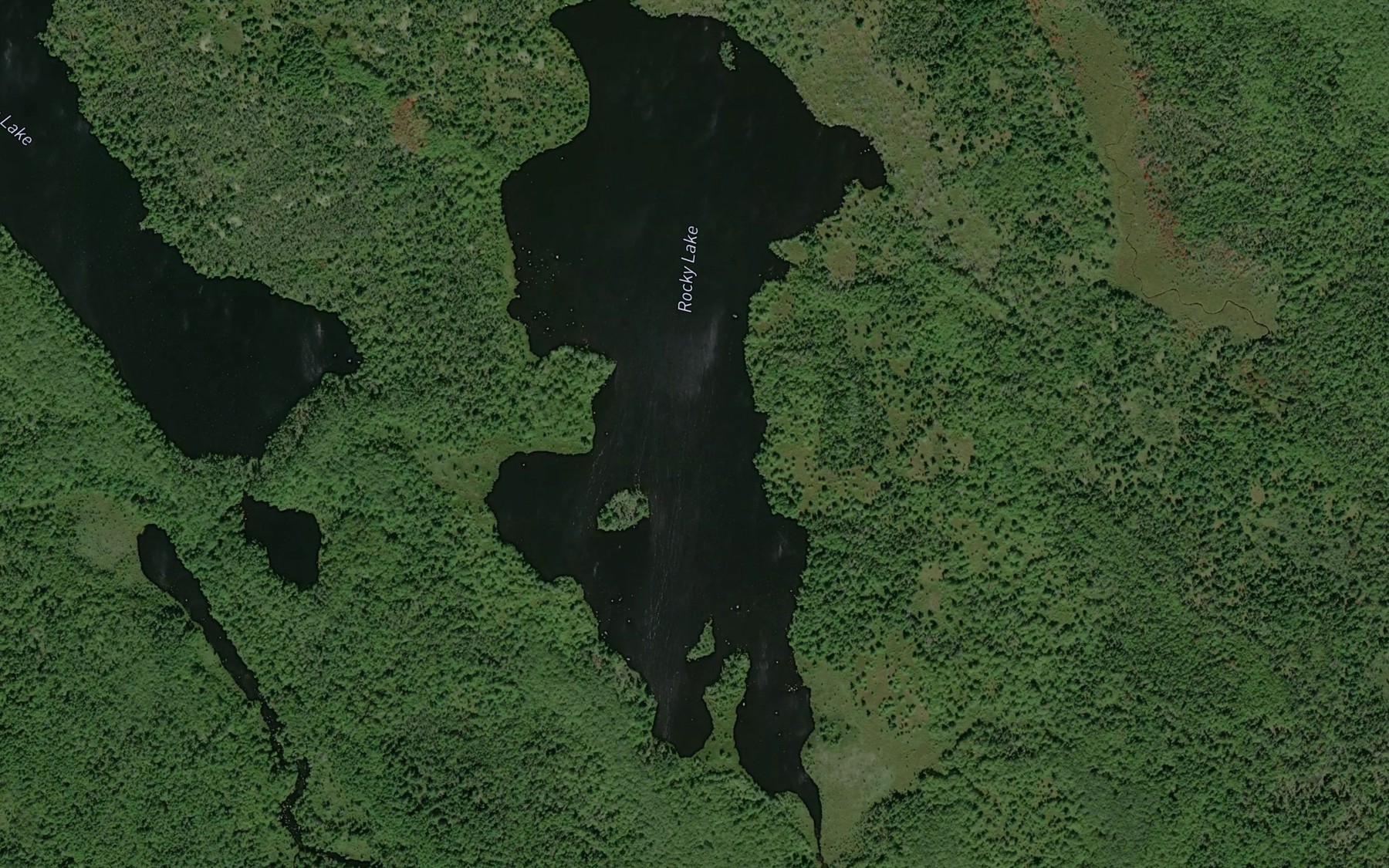 Satellite map of the Rocky Lake