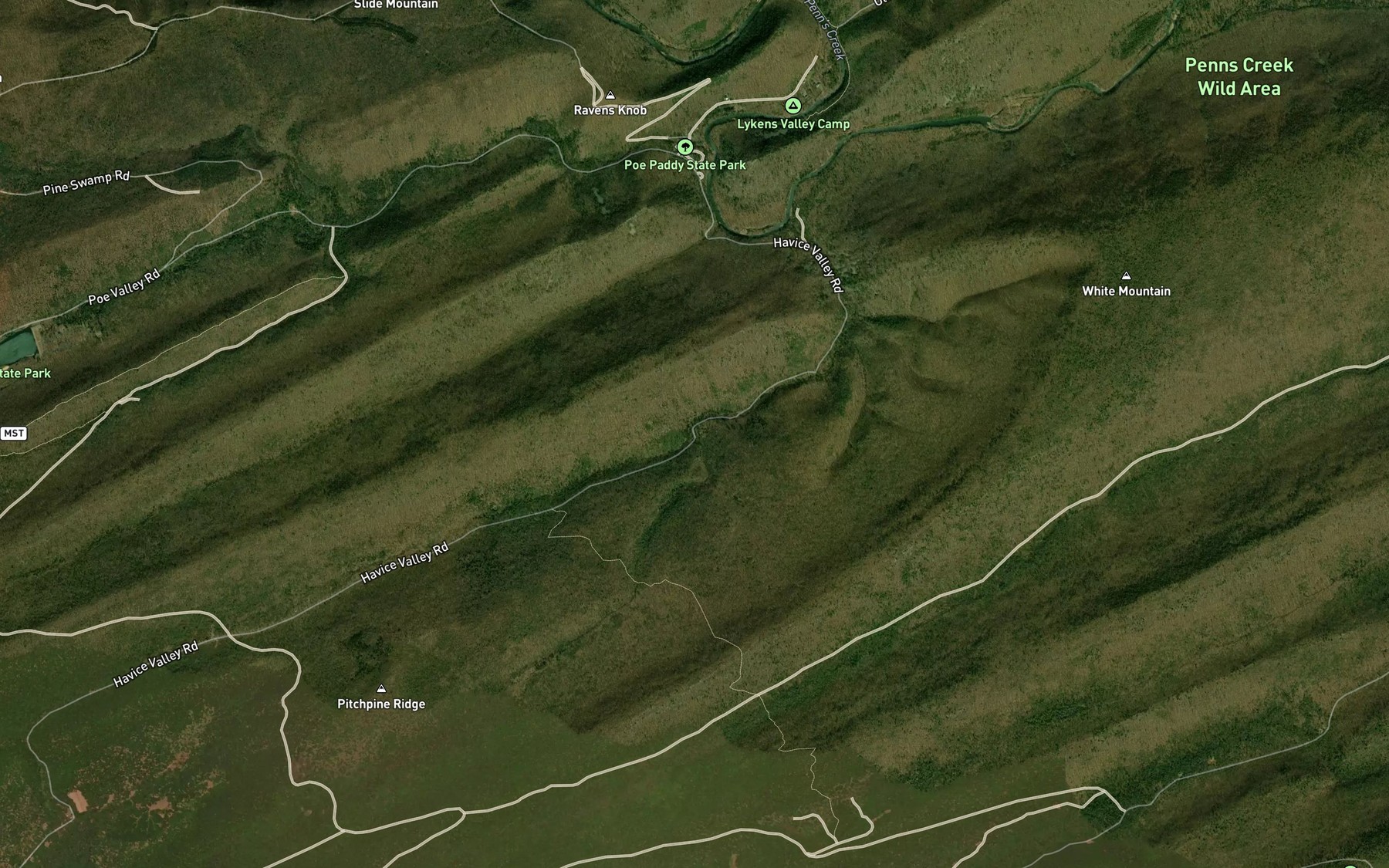 Satellite map of the Rock Run