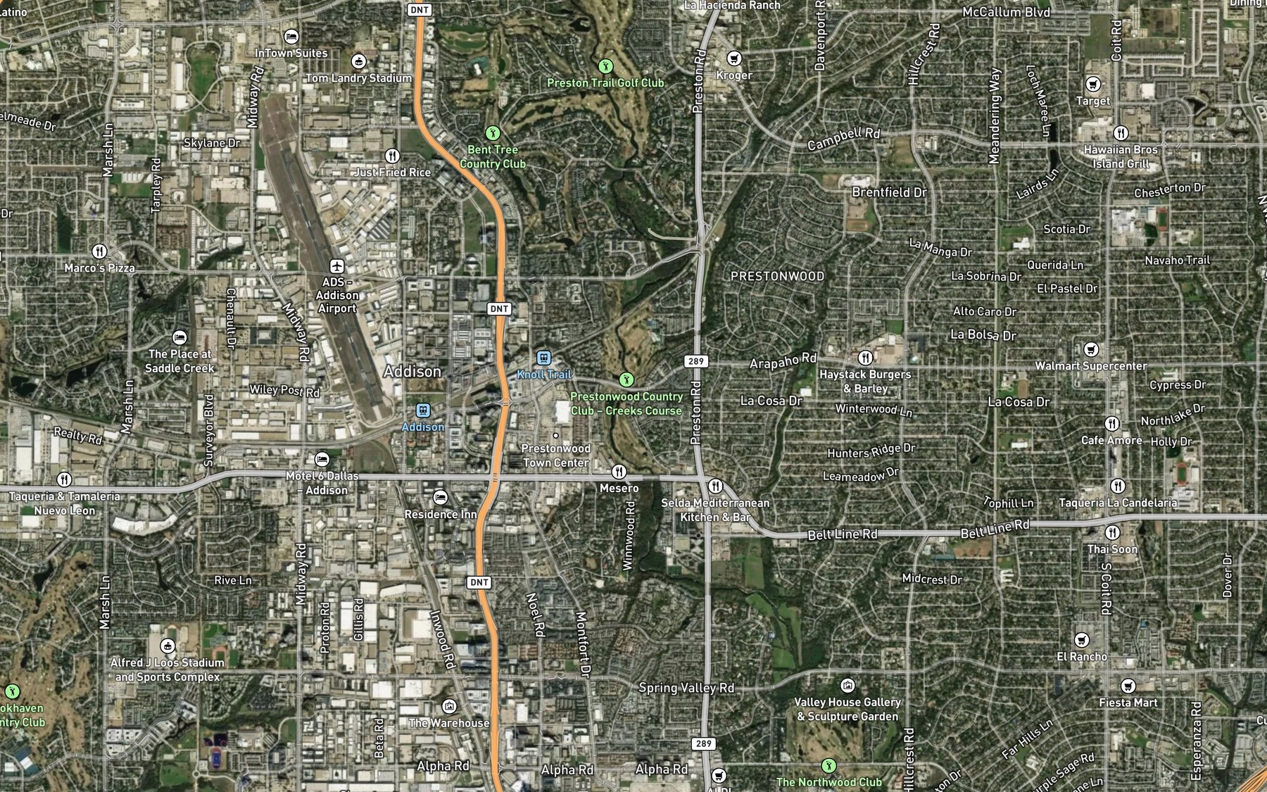 Satellite map of the Spanky Branch