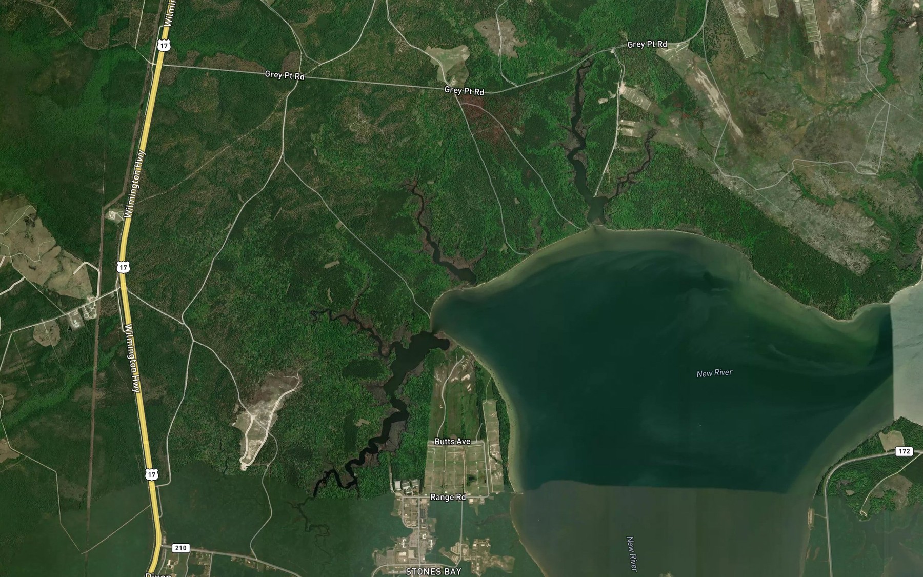 Satellite map of the Muddy Creek
