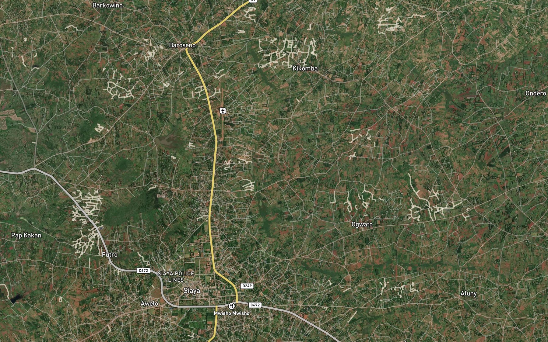 Satellite map of the Abura Dam