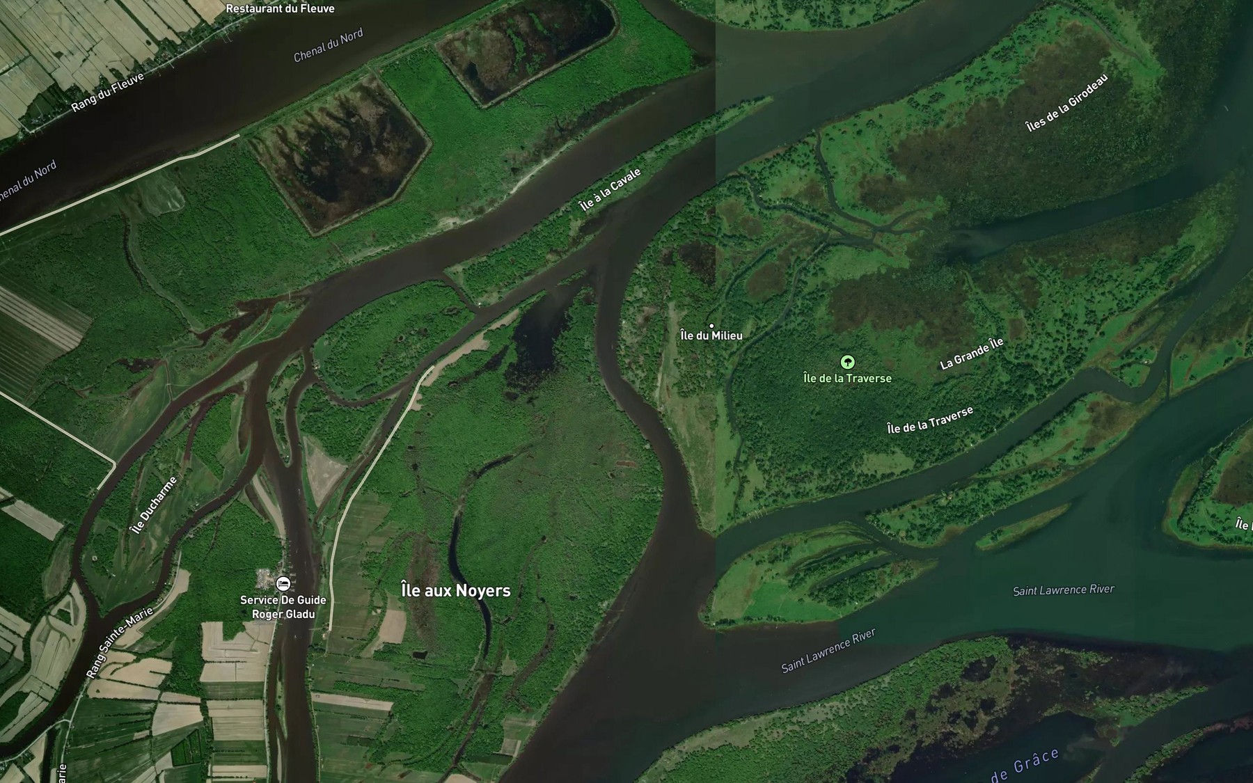 Satellite map of the Chenal de la Batture aux Carpes