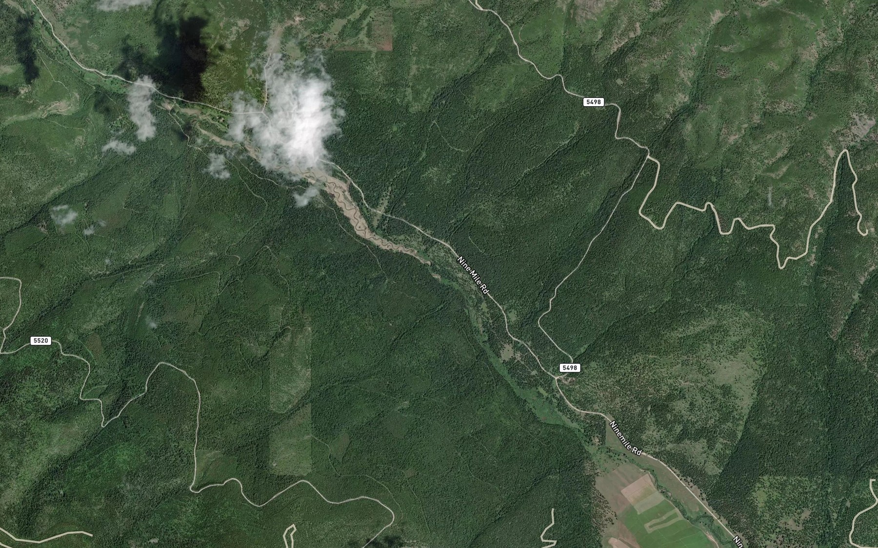 Satellite map of the Camp Creek