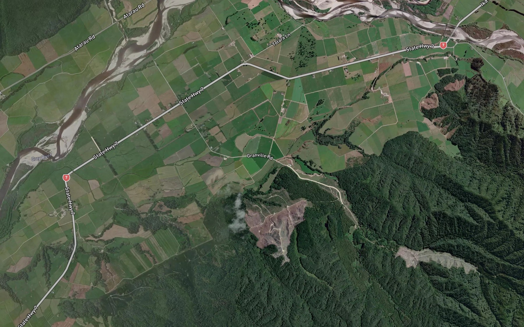 Satellite map of the Teviot Creek