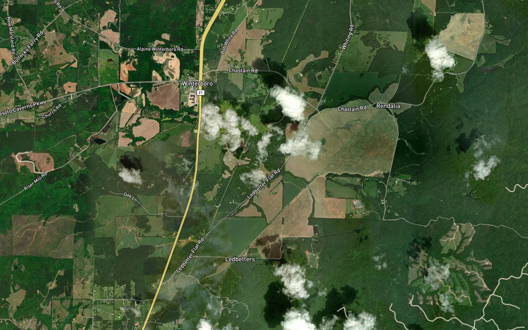 Satellite map of the Pridgen Branch