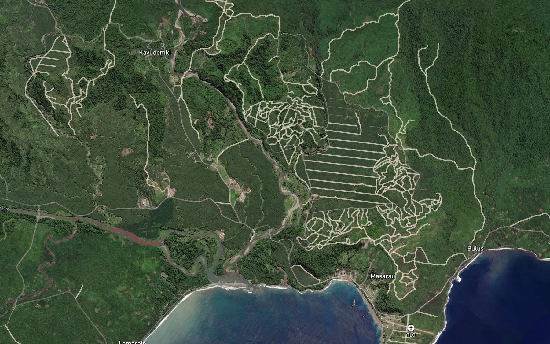 Satellite map of the Mat River
