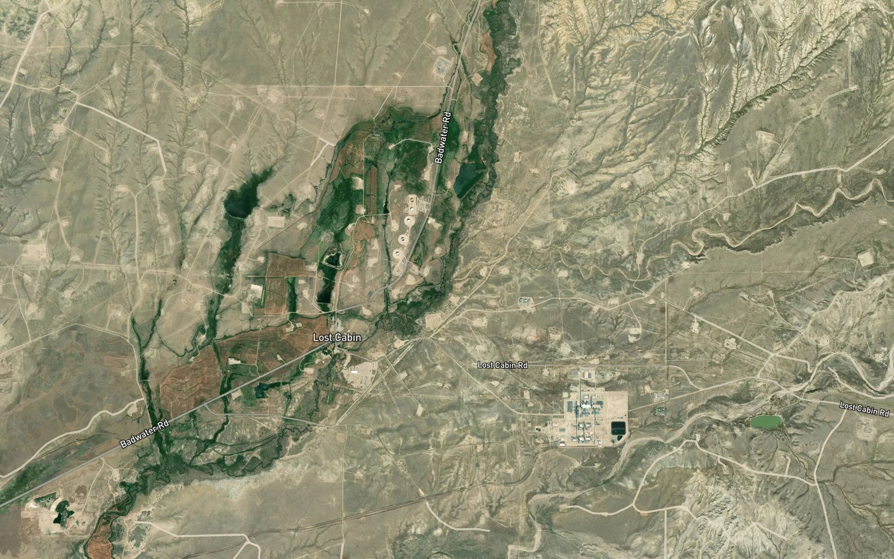 Satellite map of the South Fork Badwater Creek