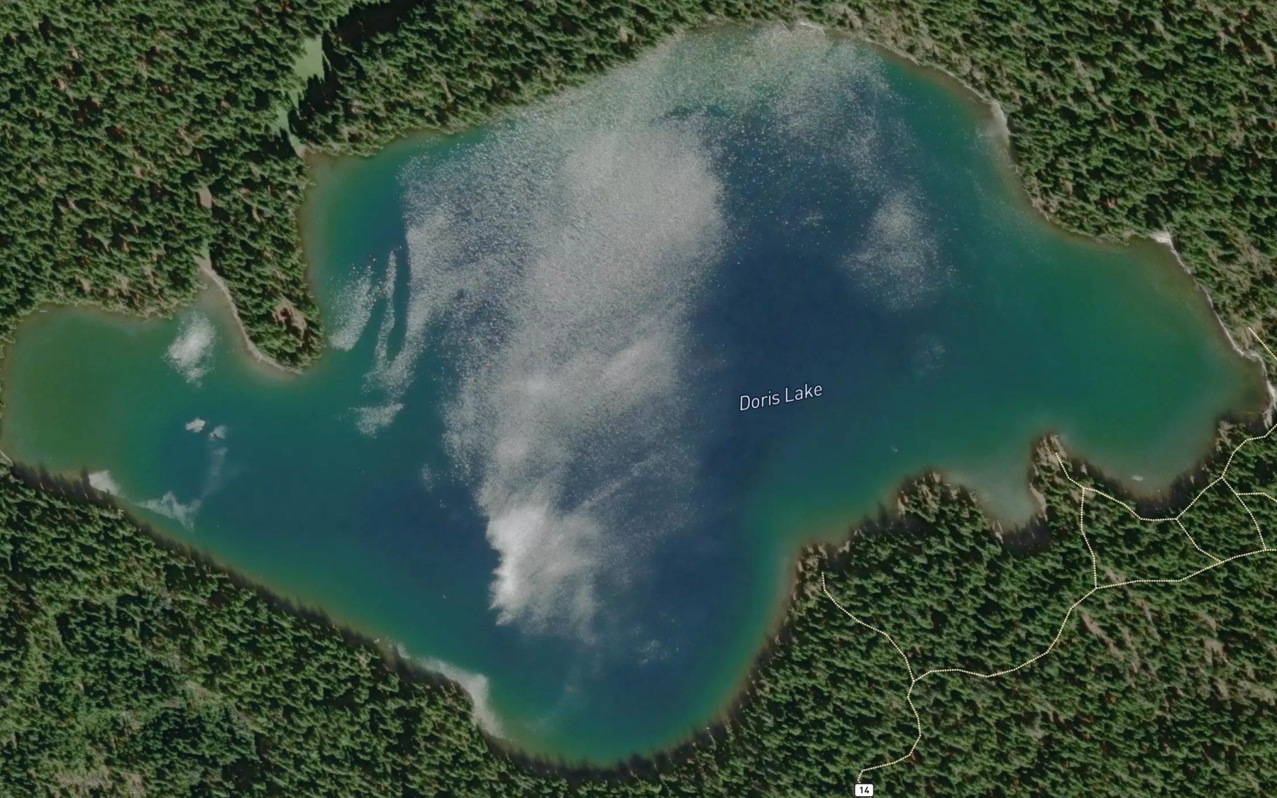 Satellite map of the Doris Lake