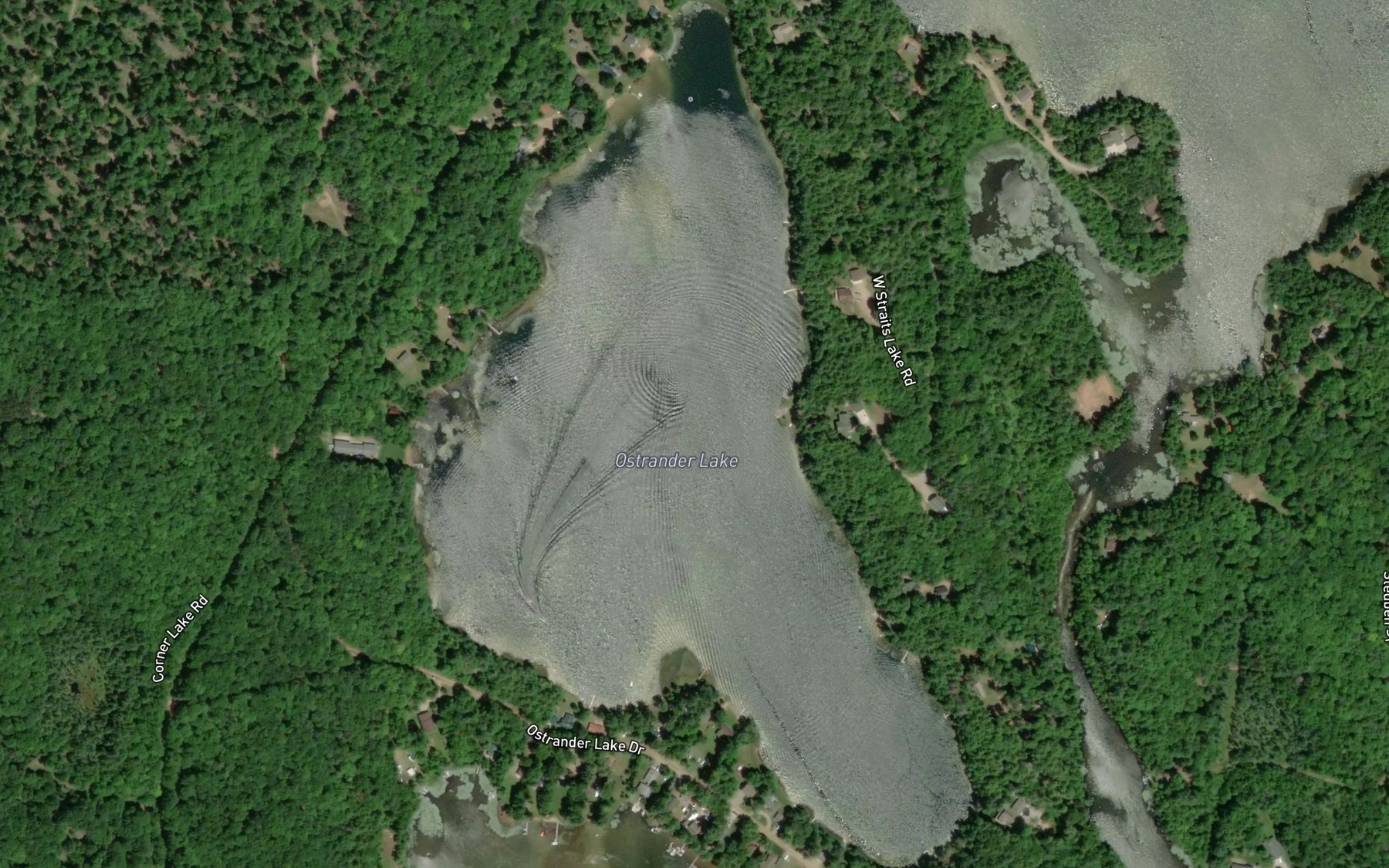Satellite map of the Ostrander Lake