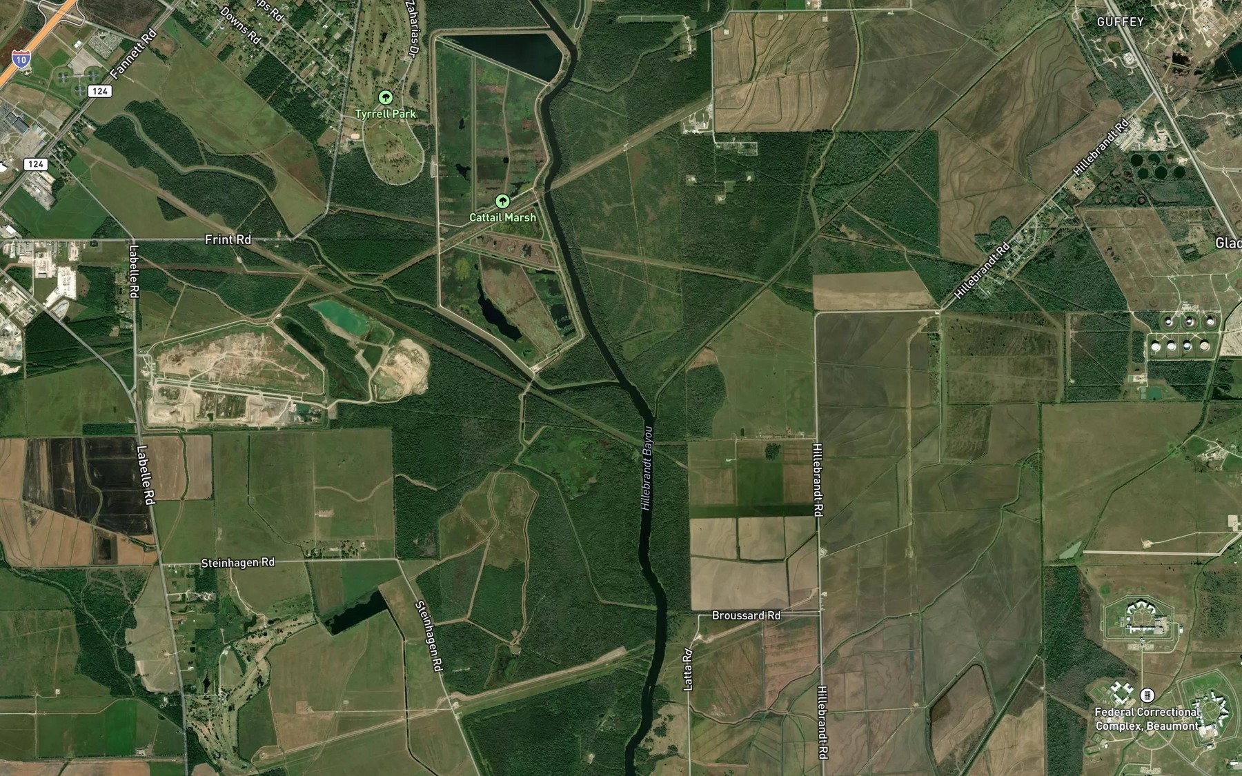 Satellite map of the Willow Marsh Bayou