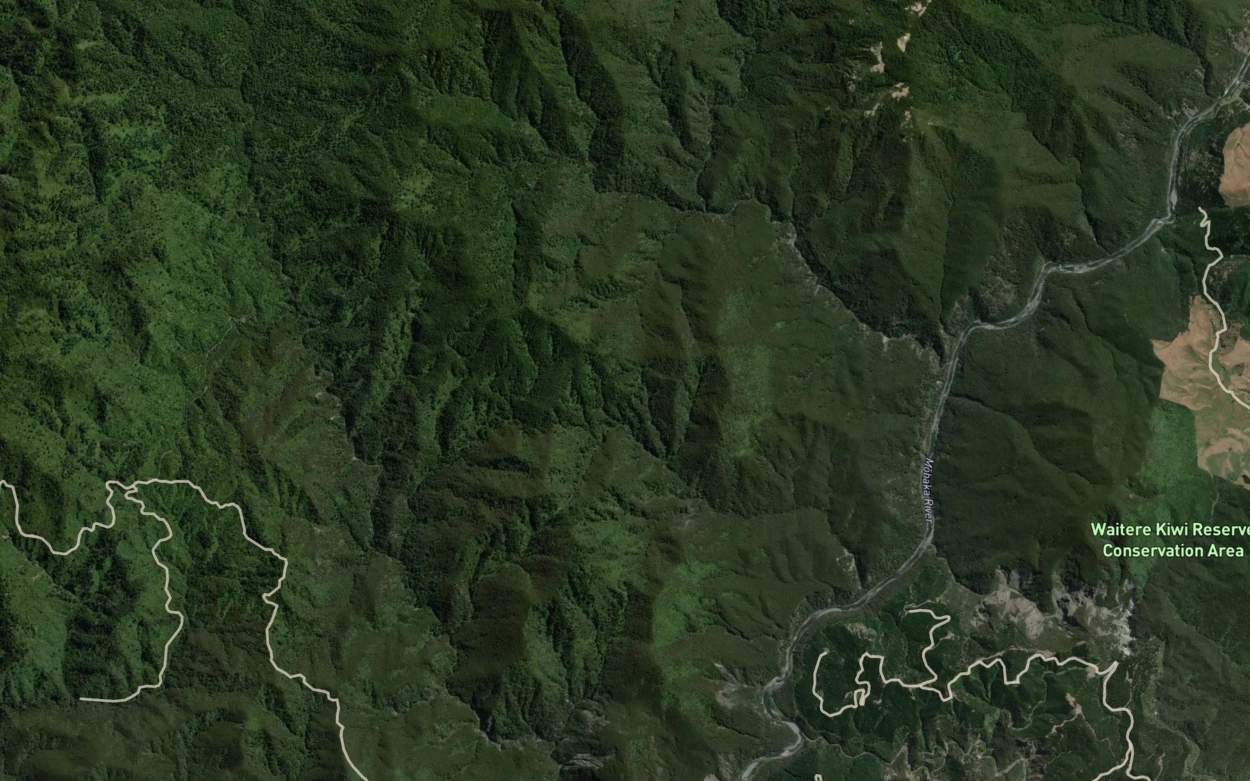 Satellite map of the Te Awaokaiwhaka Stream