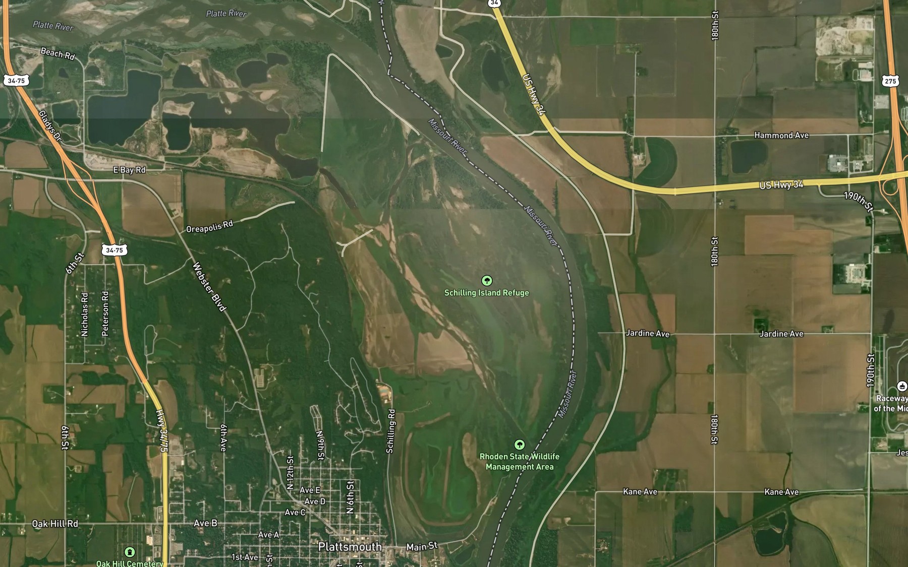 Satellite map of the Schilling Lake