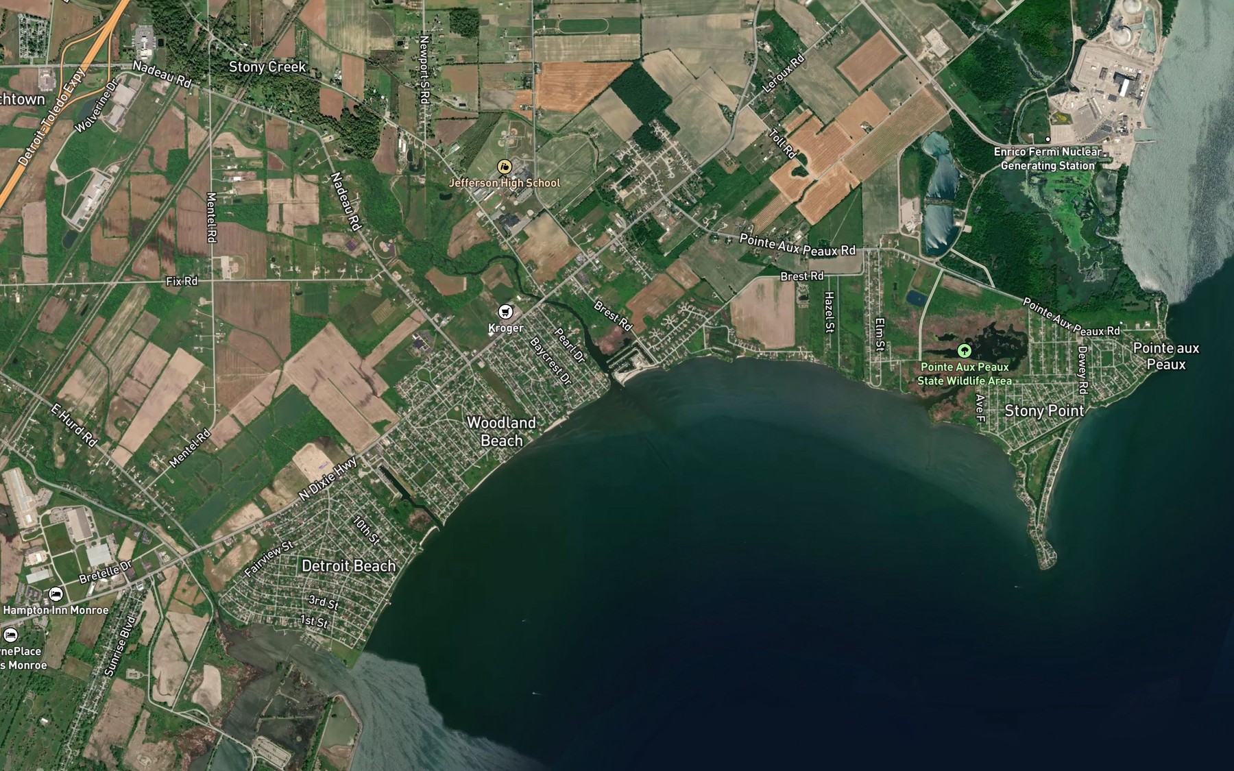 Satellite map of the Stony Creek