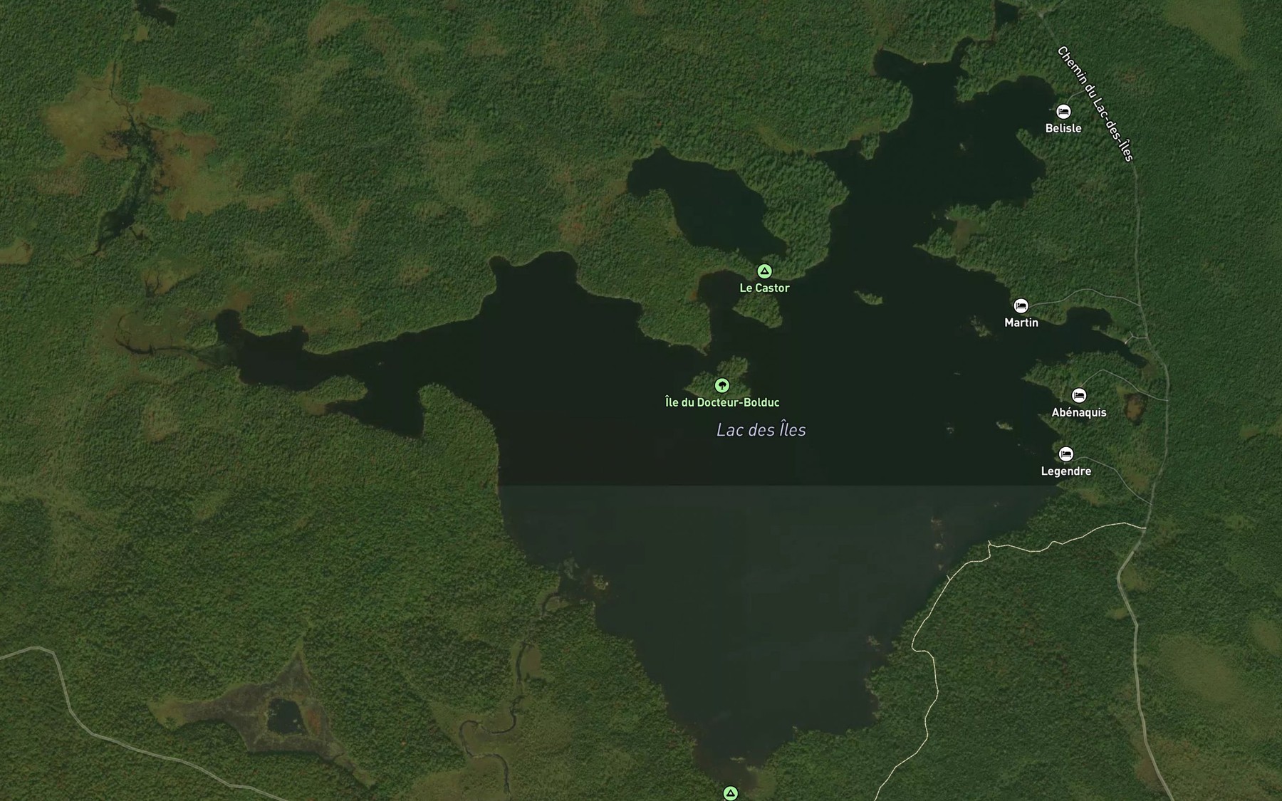 Satellite map of the Lac des Iles