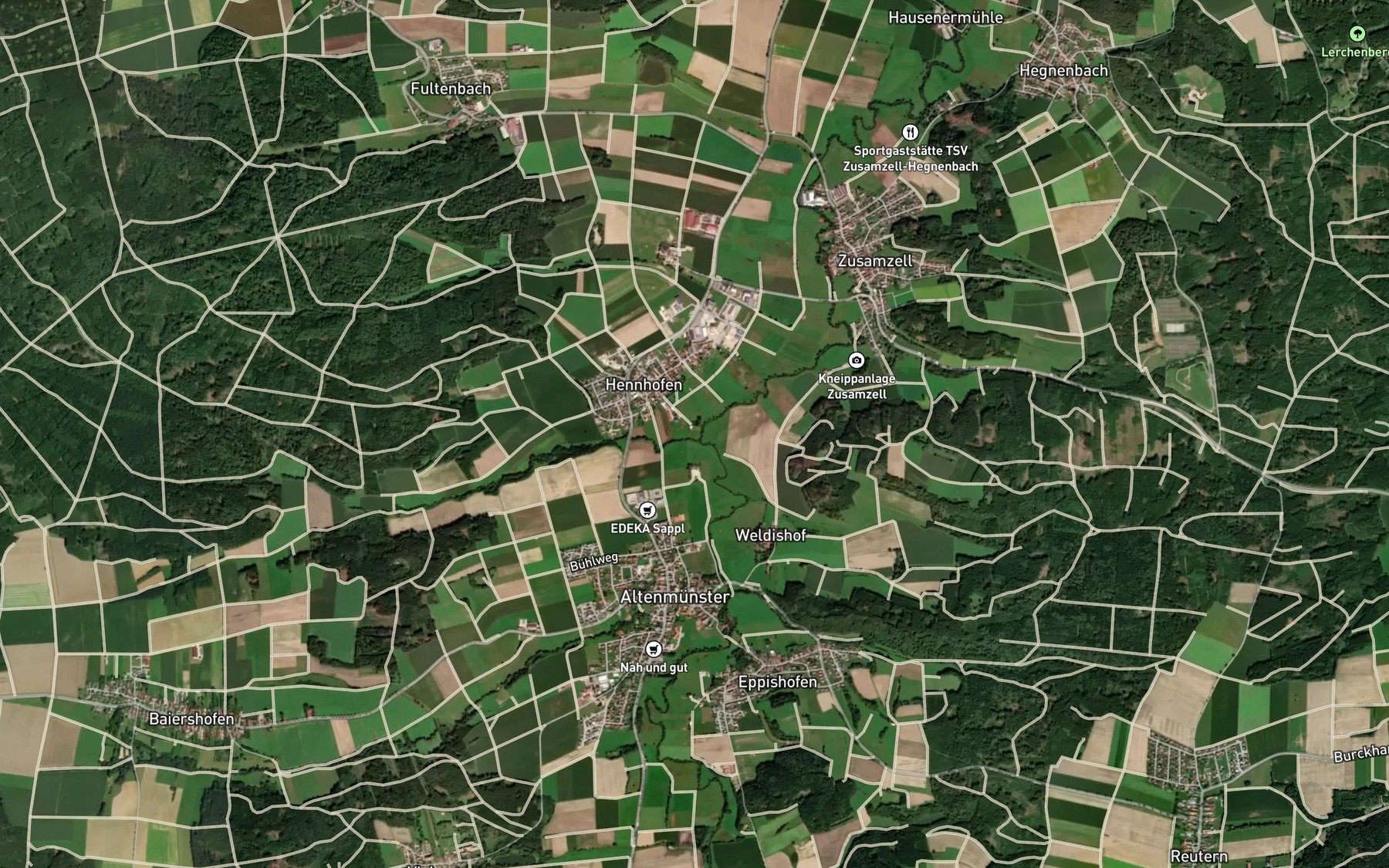 Satellite map of the Hennhofer Bach