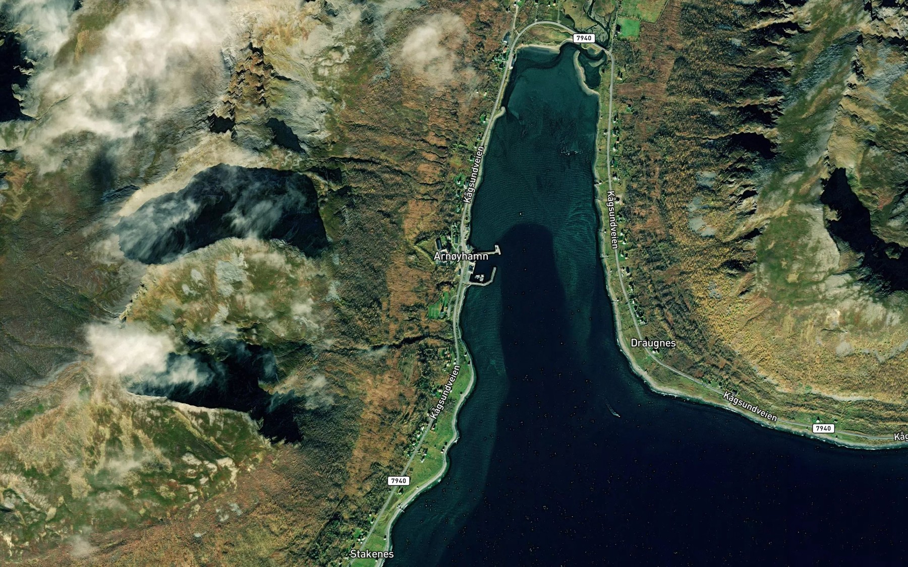 Satellite map of the Kjergardselva