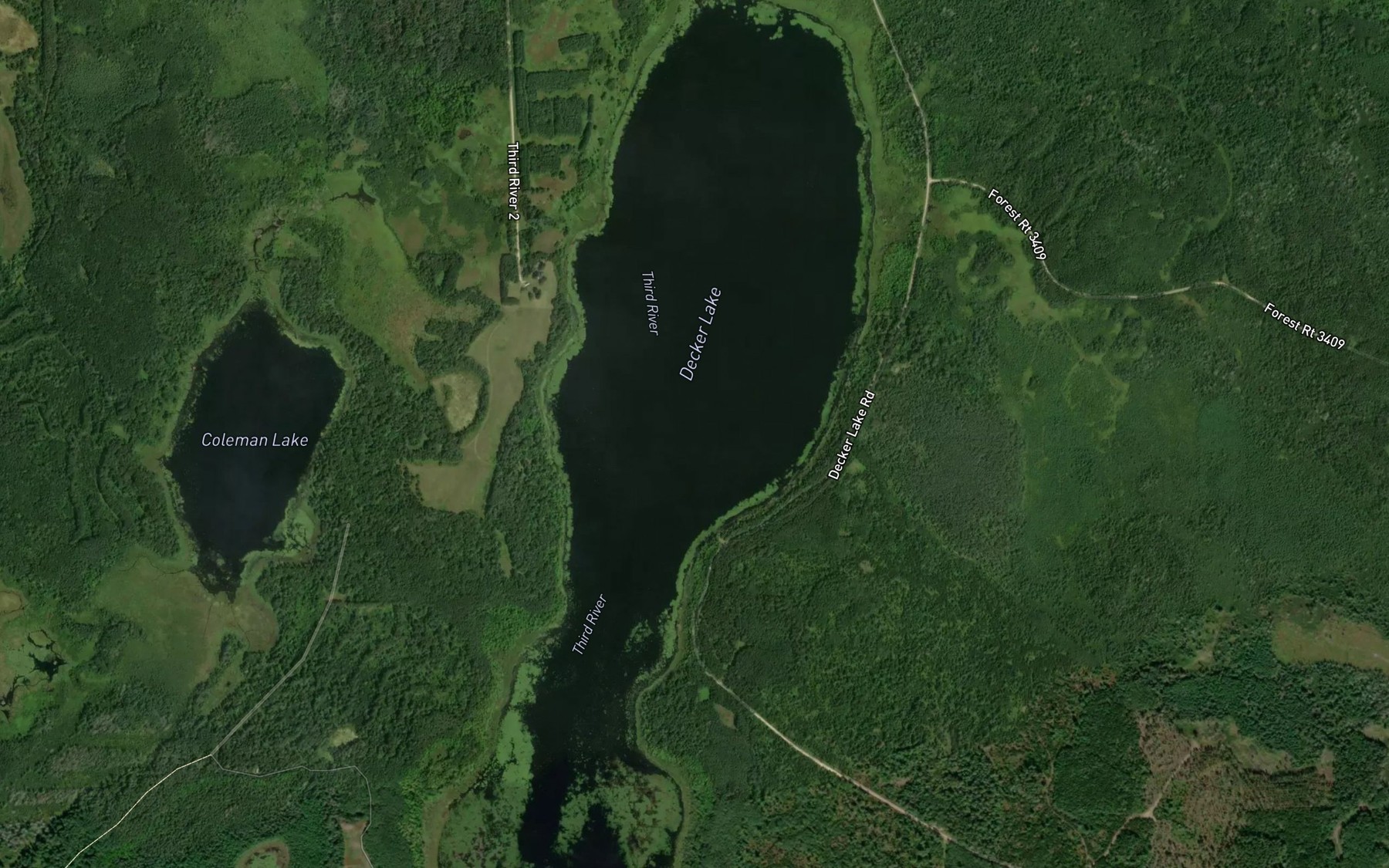 Satellite map of the Decker Lake
