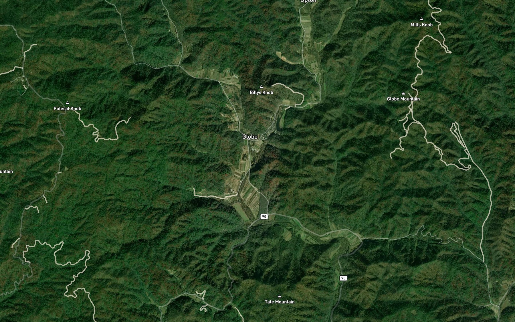 Satellite map of the Gragg Prong
