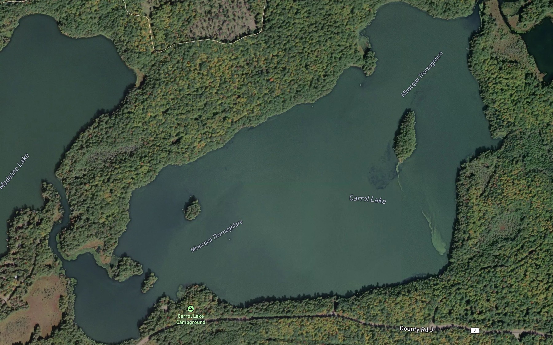 Satellite map of the Carrol Lake