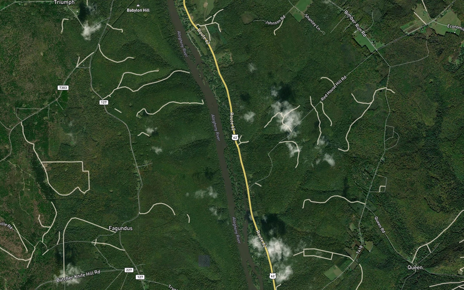 Satellite map of the Dale Run