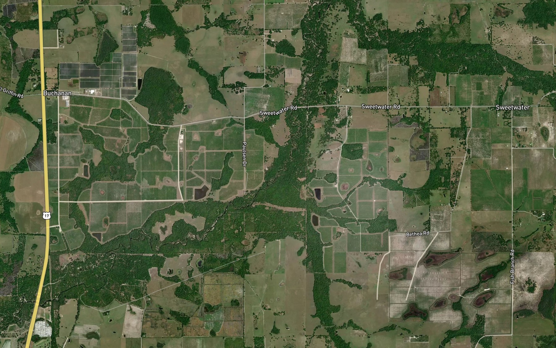 Satellite map of the Fish Branch