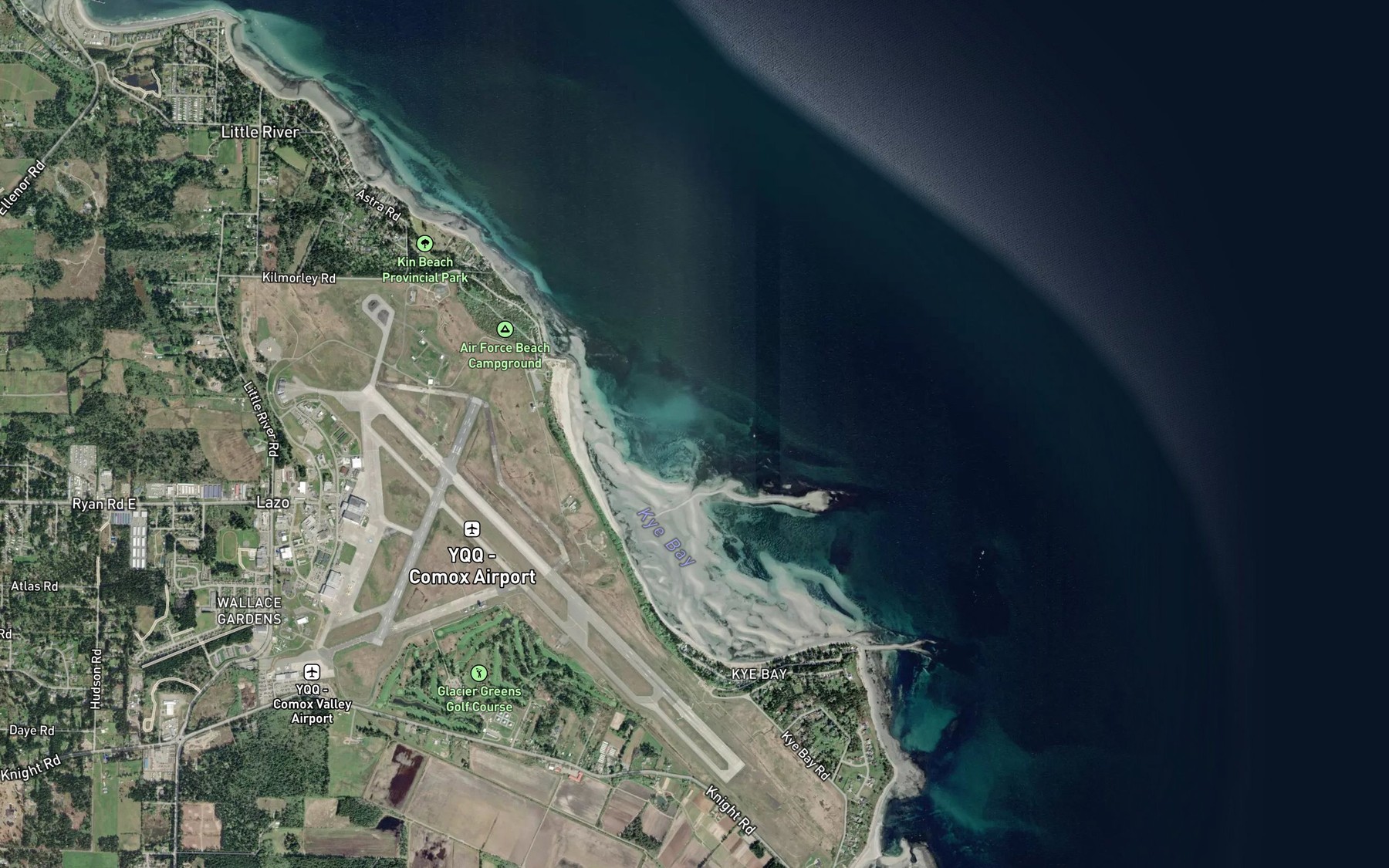 Satellite map of the Kye Bay
